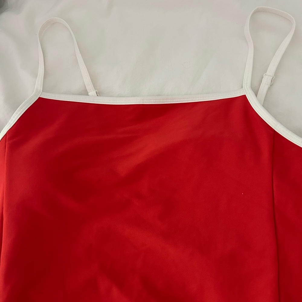 Old Navy Red and White Chemise with Satin Finish